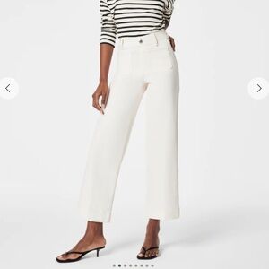 NWT SPANXshape™ Original EveryWear Cropped Wide Leg Jeans in White | XS petite